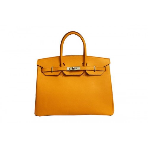 Hermes Birkin 35CM Tote Bag Yellow Original Leather BK35 Gold