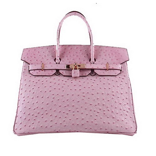Hermes Birkin 35CM Tote Bags Pink Ostrich Leather H6089 Gold