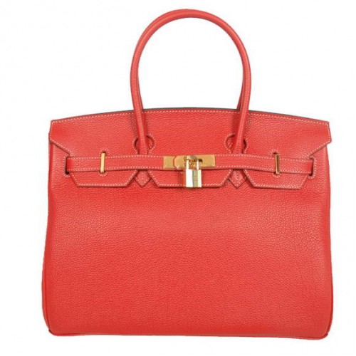 Hermes Birkin 35CM Tote Bags Smooth Togo Leather Red Golden
