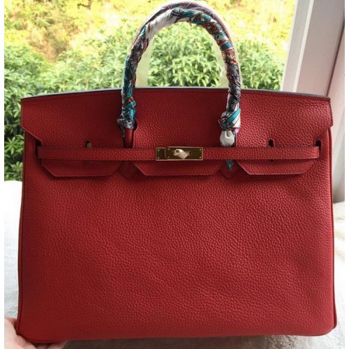 Hermes Birkin 40CM Bag Red Litchi Leather BK40 Gold