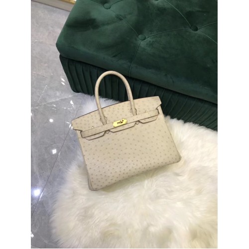 Hermes Birkin Bag Original Leather Ostrich skin HBK2530 cream