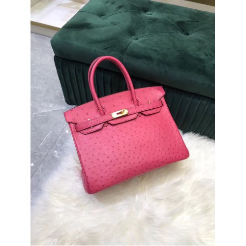 Hermes Birkin Bag Original Leather Ostrich skin HBK2530 rose