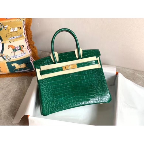 Hermes Birkin Bag Original Leather crocodile HBK35 green