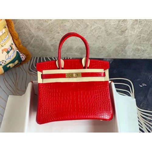 Hermes Birkin Bag Original Leather crocodile HBK35 red