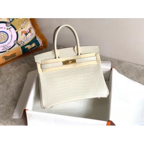 Hermes Birkin Bag Original Leather crocodile HBK35 white