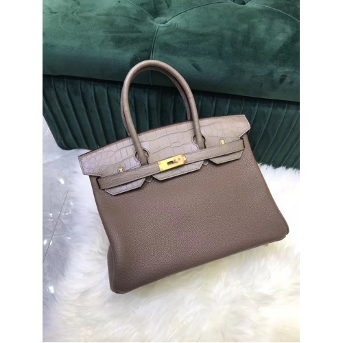 Hermes Birkin Bag Original Leather crocodile togo HBK2530 gray