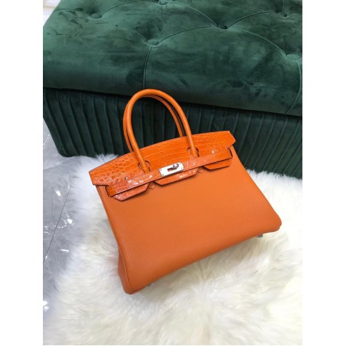 Hermes Birkin Bag Original Leather crocodile togo HBK2530 orange