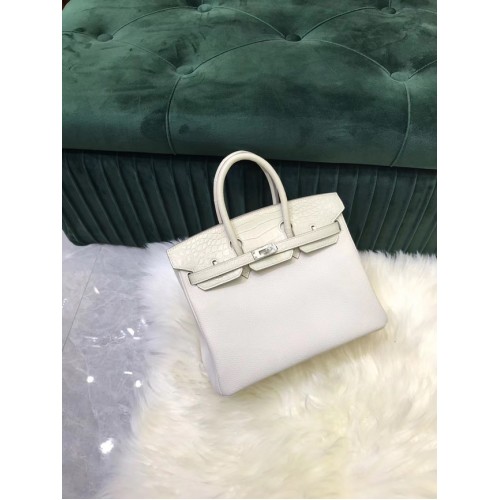 Hermes Birkin Bag Original Leather crocodile togo HBK2530 &white