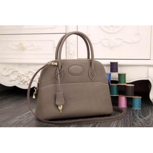 Hermes Bolide 31CM Original Leather Tote Bag Grey