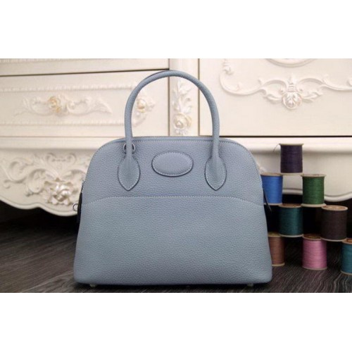 Hermes Bolide 31CM Original Leather Tote Bag SkyBlue