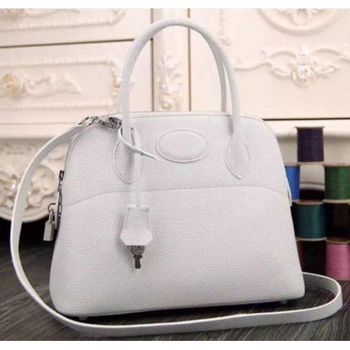 Hermes Bolide 37CM Calfskin Leather Tote Bag B1004 White