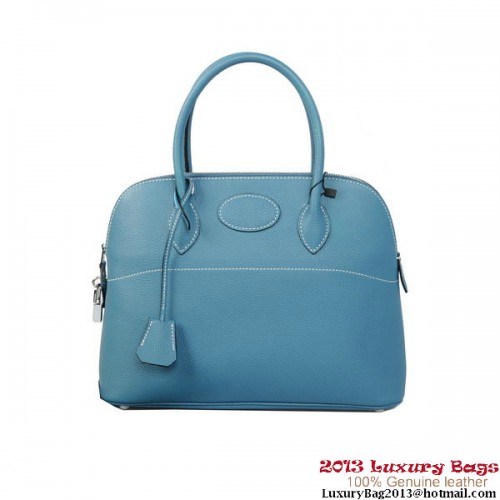 Hermes Bolide Tote Bags Calf Leather Light Blue