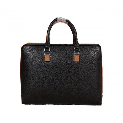 Hermes Briefcase Grainy Calf Leather H8253 Black