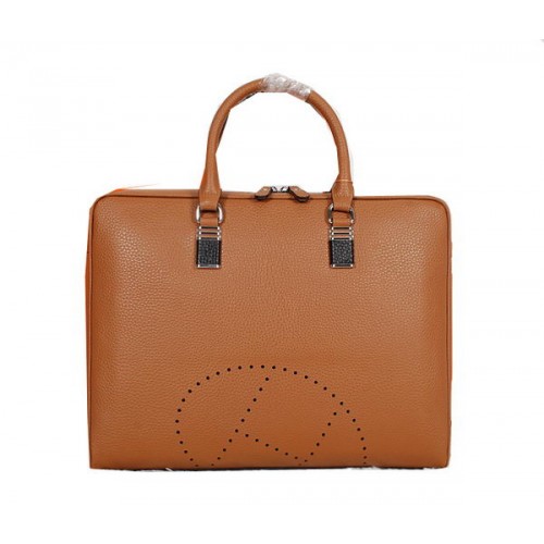 Hermes Briefcase Grainy Calf Leather H8253 Wheat
