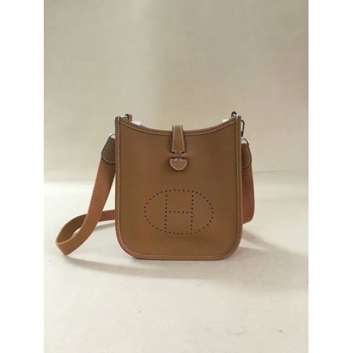 Hermes Evelyne original togo leather mini Shoulder Bag H15698 brown