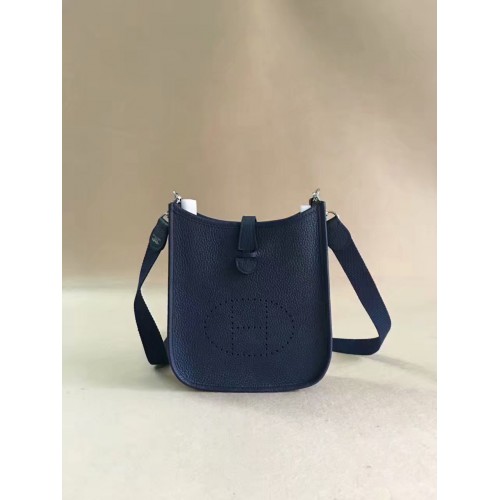 Hermes Evelyne original togo leather mini Shoulder Bag H15698 dark blue