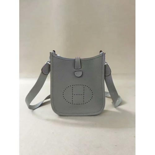 Hermes Evelyne original togo leather mini Shoulder Bag H15698 light grey