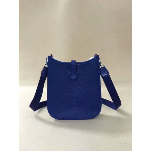 Hermes Evelyne original togo leather mini Shoulder Bag H15698  optic blue