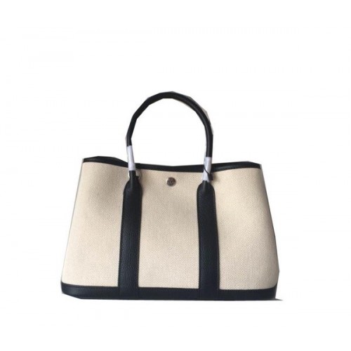 Hermes Garden Party 30CM Bag Canvas Leather H11S Black&White