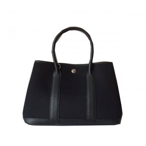 Hermes Garden Party 30CM Bag Canvas Leather H11S Black