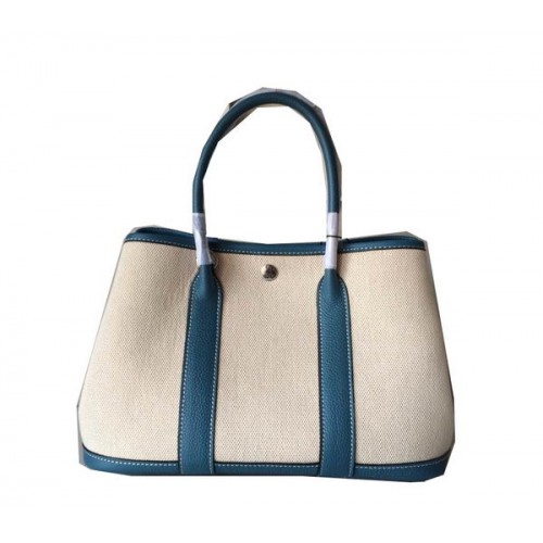 Hermes Garden Party 30CM Bag Canvas Leather H11S Blue