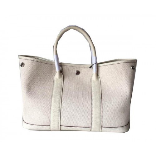 Hermes Garden Party 30CM Bag Canvas Leather H11S OffWhite
