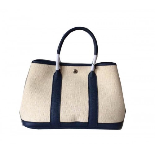 Hermes Garden Party 30CM Bag Canvas Leather H11S Royal