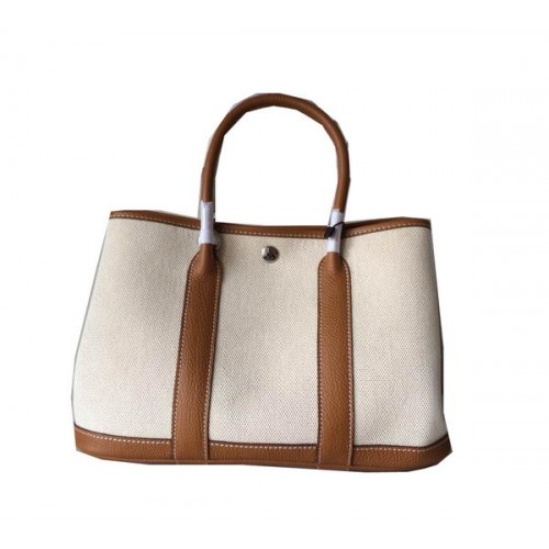 Hermes Garden Party 30CM Bag Canvas Leather H11S Wheat