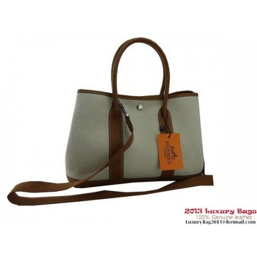 Hermes Garden Party 30CM Bag Fabric Light Brown