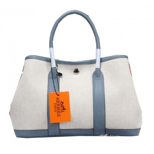 Hermes Garden Party 30cm Tote Bag Canvas SkyBlue