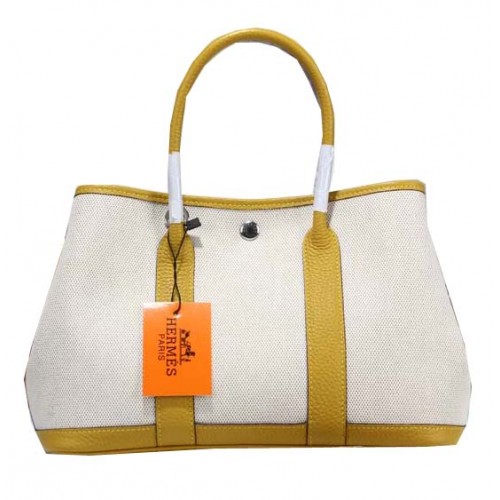 Hermes Garden Party 30cm Tote Bag Canvas Yellow