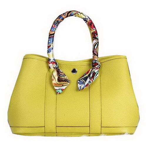 Hermes Garden Party 30cm Tote Bag Grainy Leather Lemon