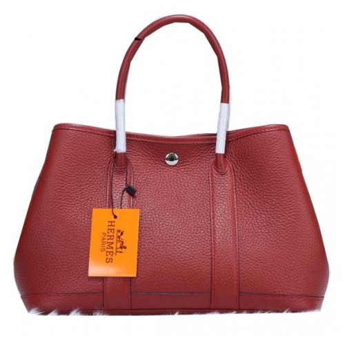 Hermes Garden Party 30cm Tote Bags Grainy Leather Burgundy