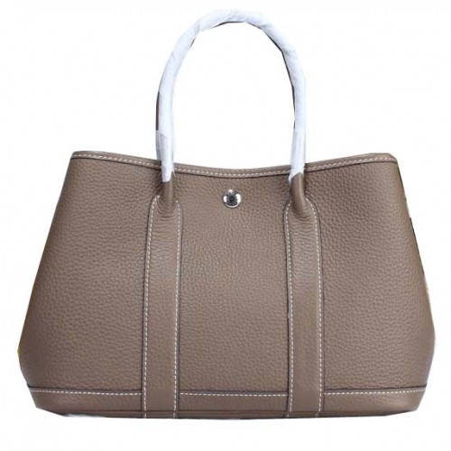 Hermes Garden Party 30cm Tote Bags Grainy Leather Grey
