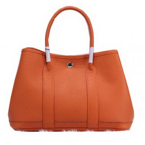 Hermes Garden Party 30cm Tote Bags Grainy Leather Orange