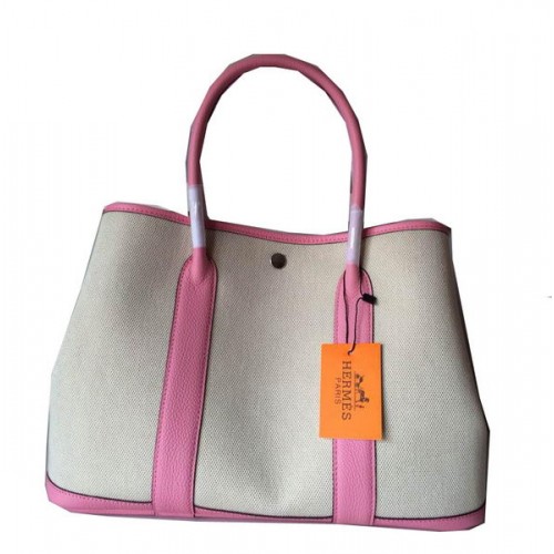 Hermes Garden Party 36CM Bag Canvas Leather H11M Pink