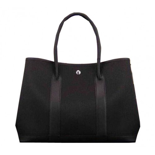 Hermes Garden Party 36cm 30cm Tote Bag Canvas Black