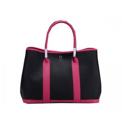 Hermes Garden Party 36cm Tote Bag Grainy Leather Black&Rose