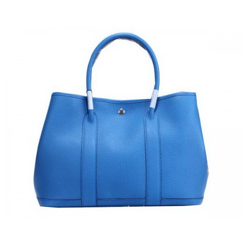 Hermes Garden Party 36cm Tote Bag Grainy Leather Blue