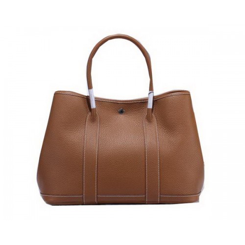 Hermes Garden Party 36cm Tote Bag Grainy Leather Brown