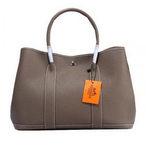 Hermes Garden Party 36cm Tote Bag Grainy Leather Grey
