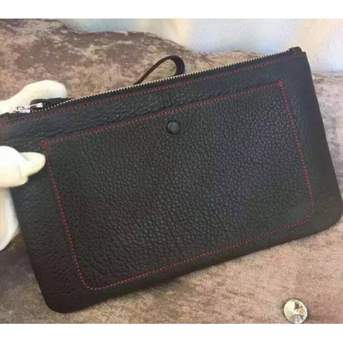 Hermes Grainy Leather Clutch H88016 Black
