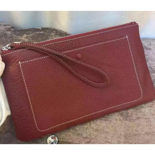 Hermes Grainy Leather Clutch H88016 Burgundy
