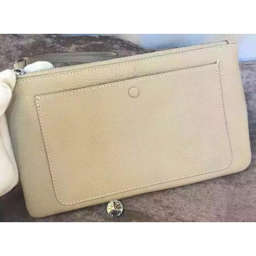 Hermes Grainy Leather Clutch H88016 OffWhite