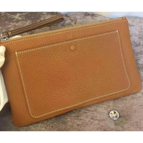 Hermes Grainy Leather Clutch H88016 Wheat
