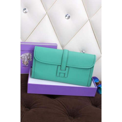 Hermes Jige Clutch Bag Calfskin Leather H258 Green