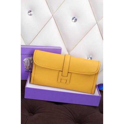 Hermes Jige Clutch Bag Calfskin Leather H258 Lemon