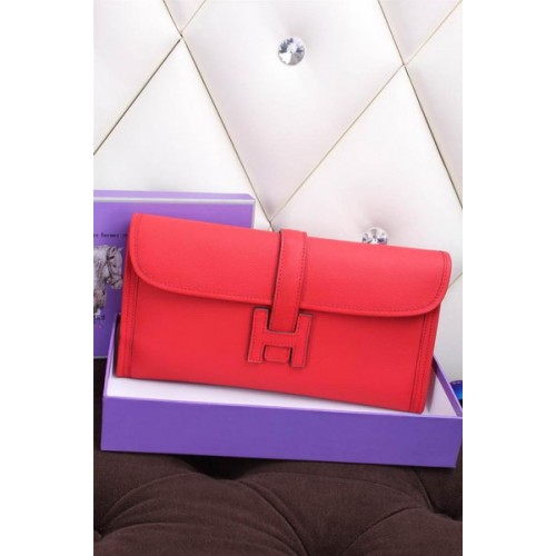 Hermes Jige Clutch Bag Calfskin Leather H258 Red