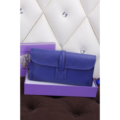 Hermes Jige Clutch Bag Calfskin Leather H258 Royal