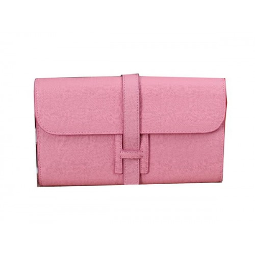Hermes Jige Clutch Bag Calfskin Leather H8057 Pink